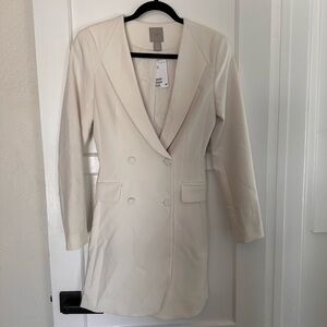 H&M Cream Double-Breasted Blazer